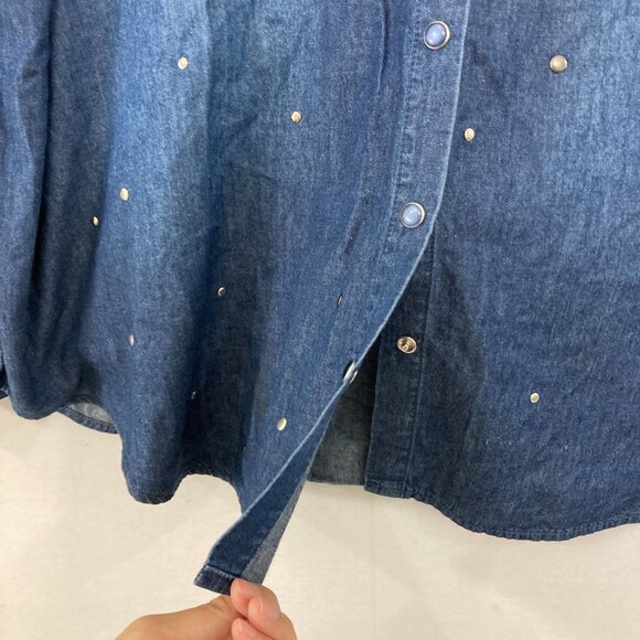 DG2 by Diane Gilman size 2X Blue Denim Studded Snap Button Up Soft Shirt Western - Picture 4 of 10